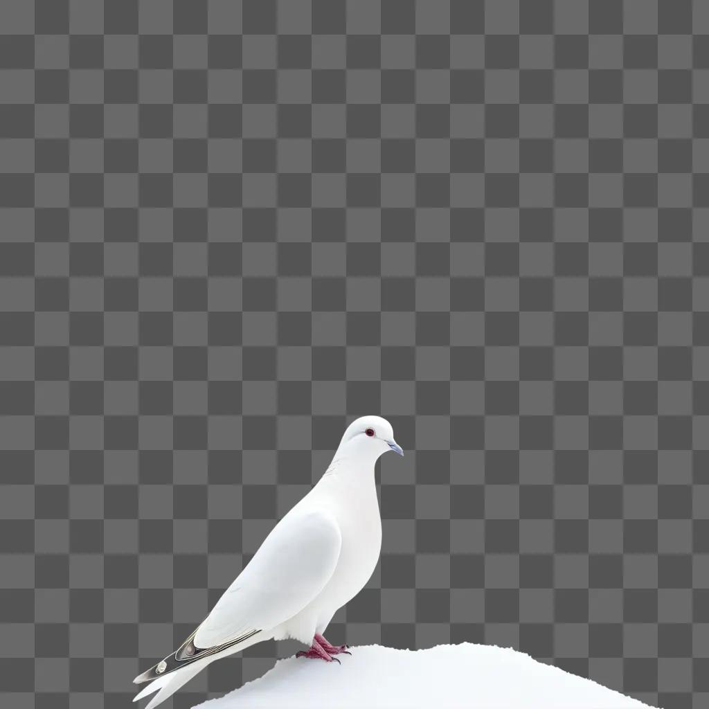 white dove sits in the snow