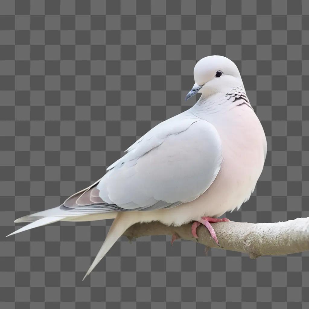 white dove sits on a branch in a transparent background