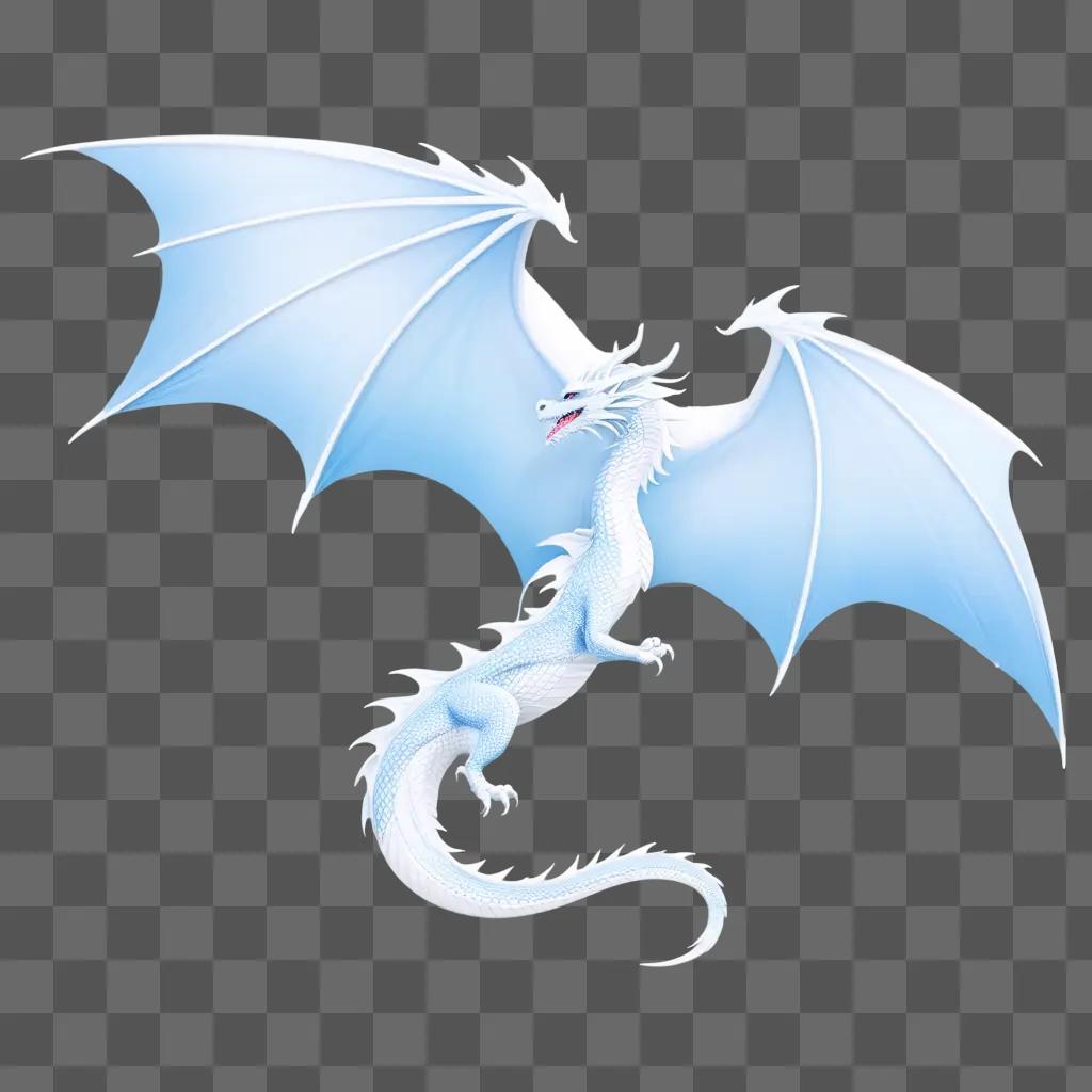 white dragon with a long, curled wing