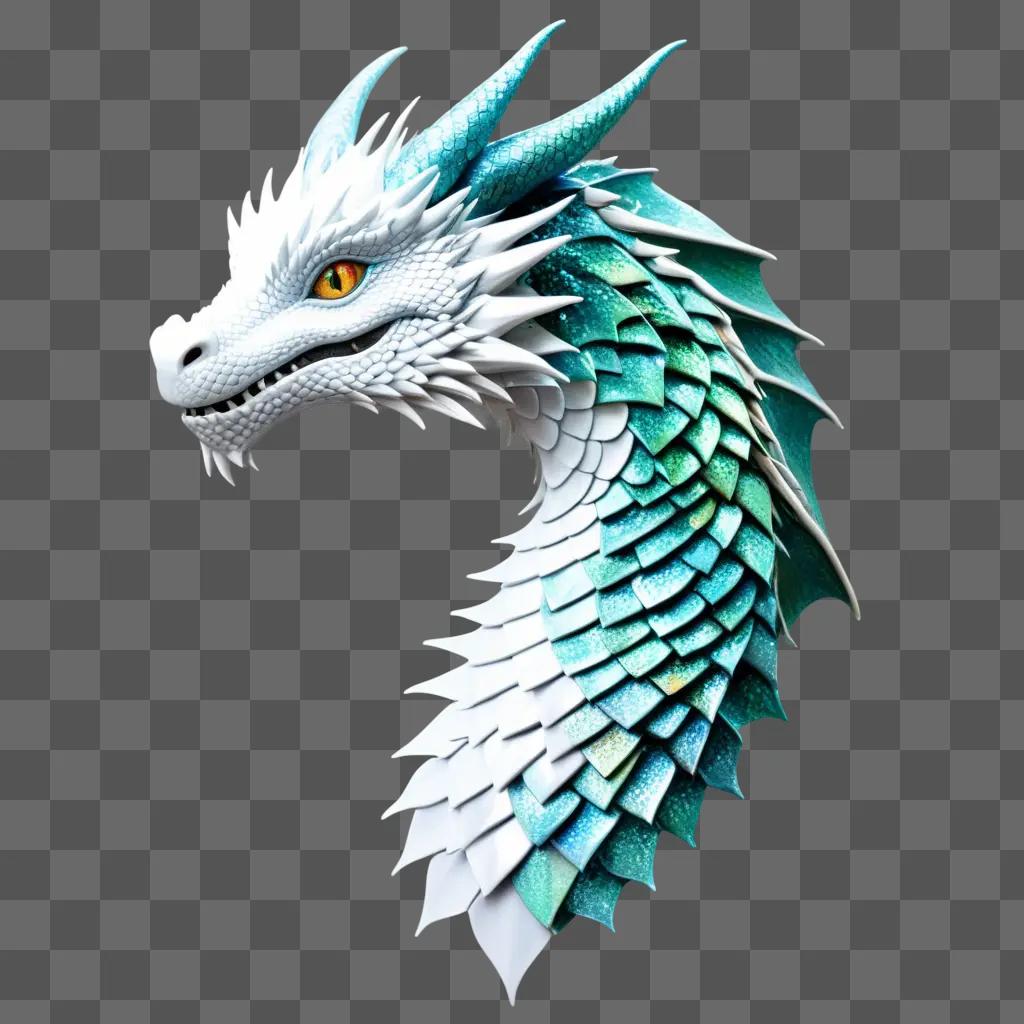 white dragon with blue scales and yellow eyes