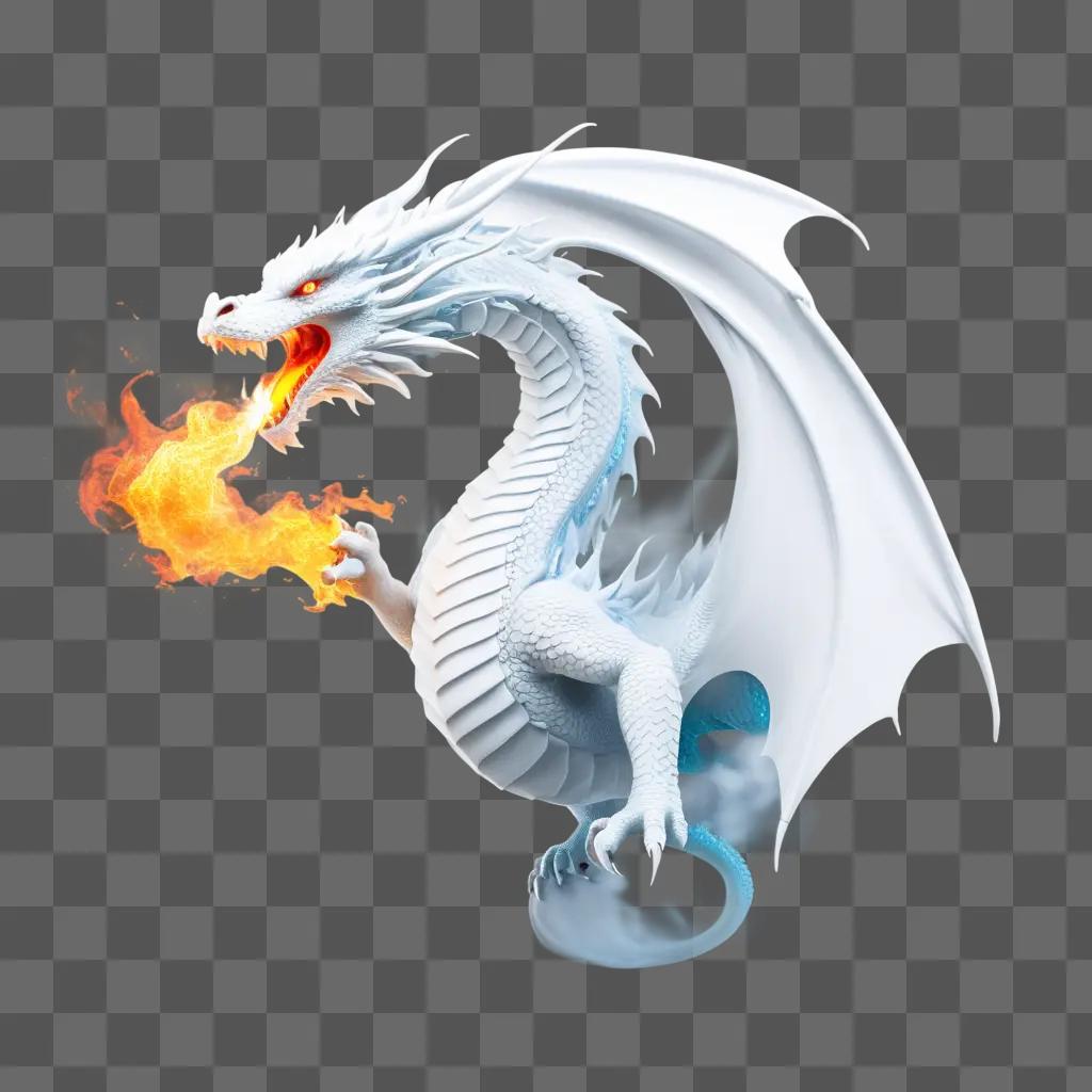 white dragon with fire breath