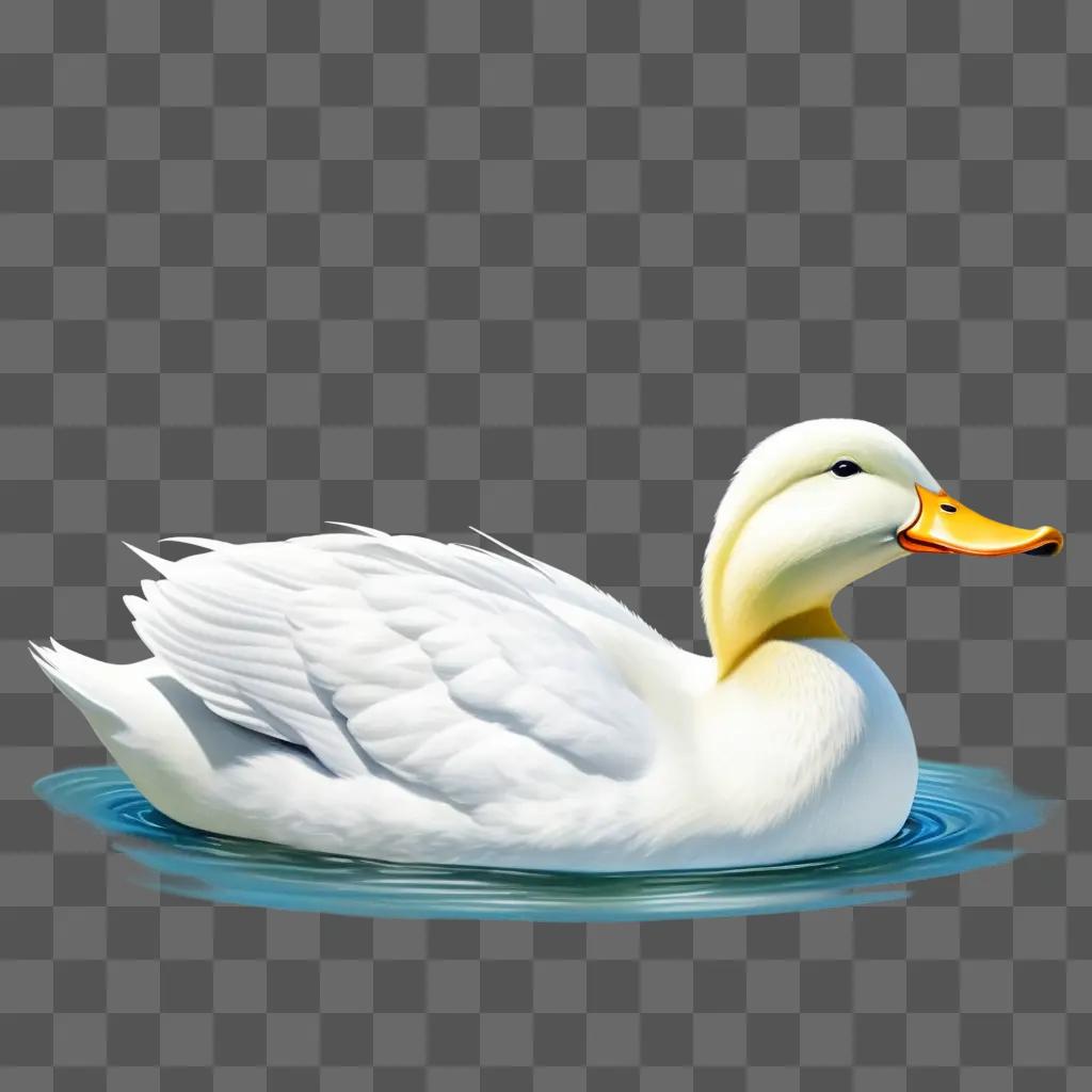 white duck with a yellow beak floats on water