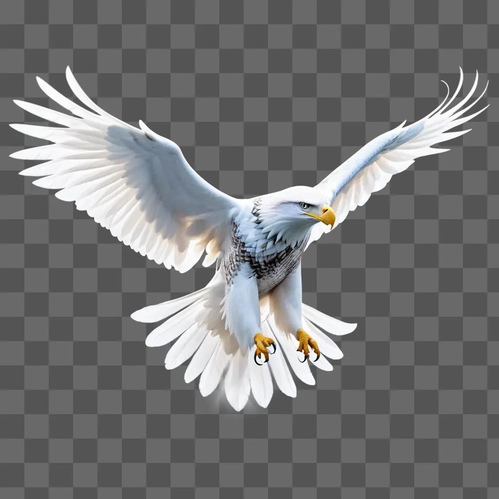 white eagle spreads its wings in a transparent background