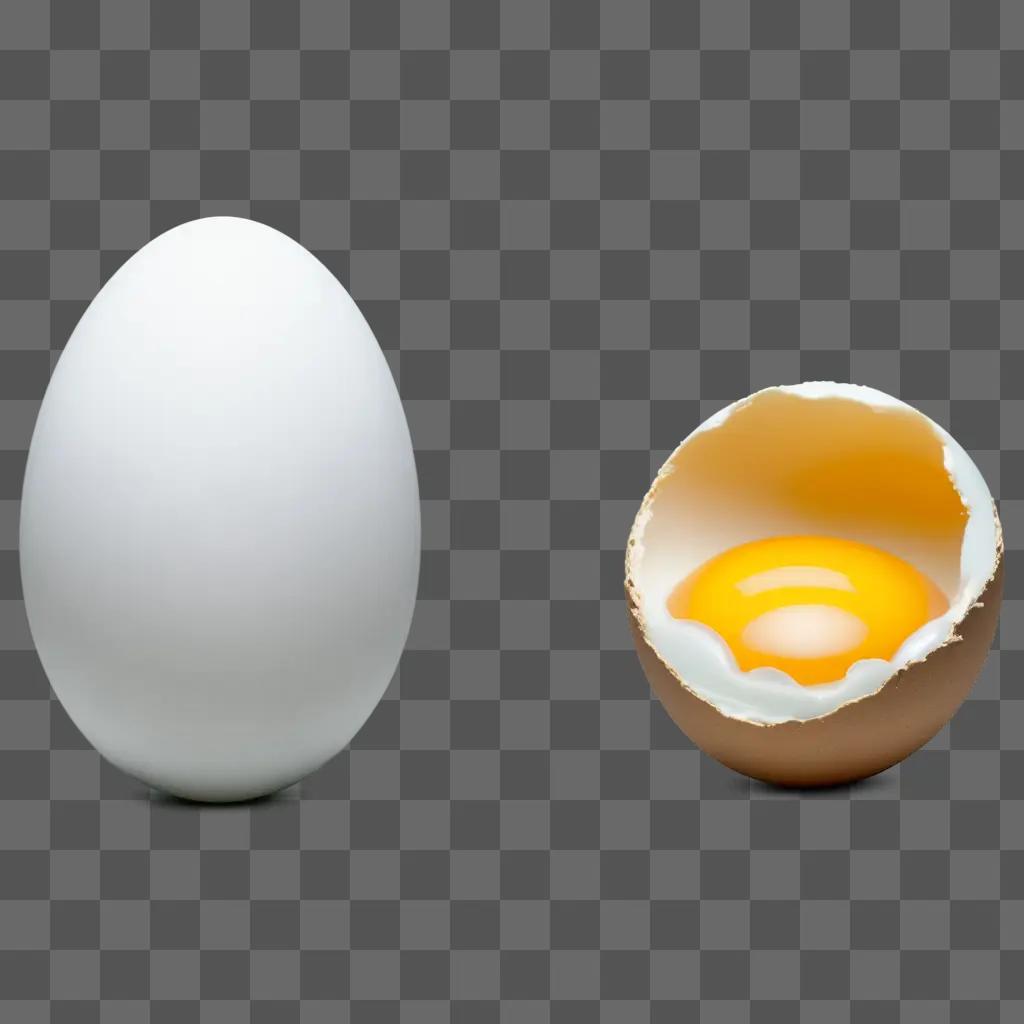 white egg side by side with an open side egg drawing