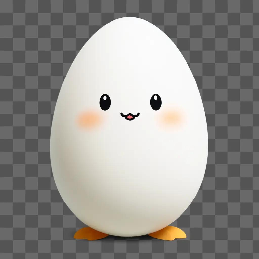 white egg with a cute face drawing