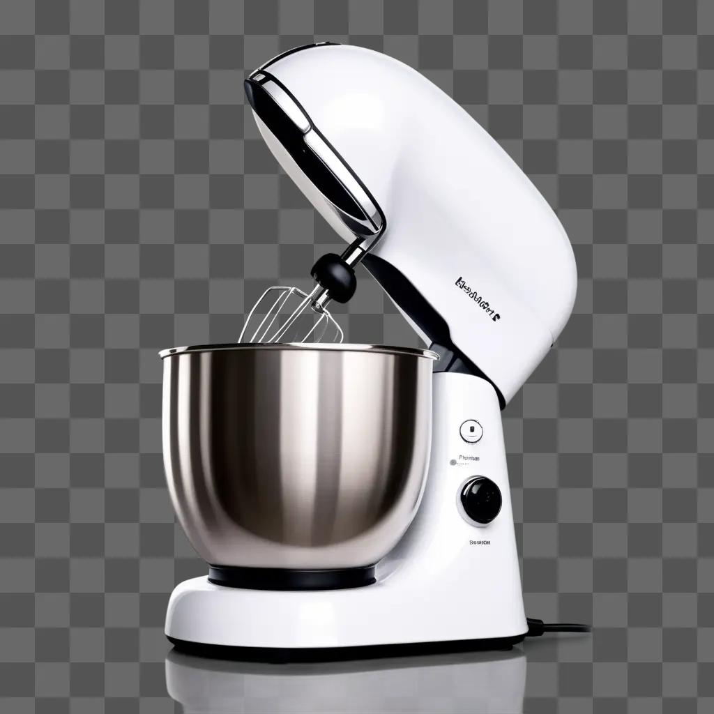 white electric mixer with a metal bowl and whisk