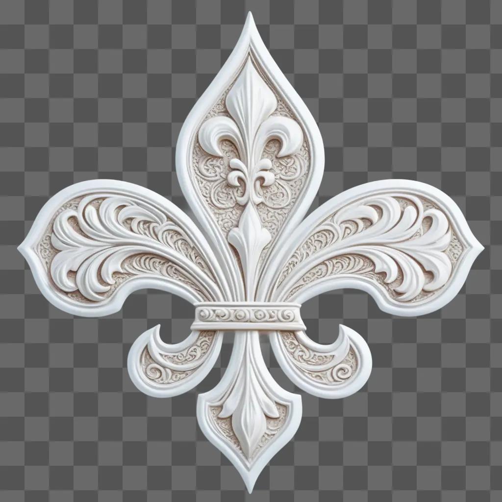 white fleur de lis design on a white wall