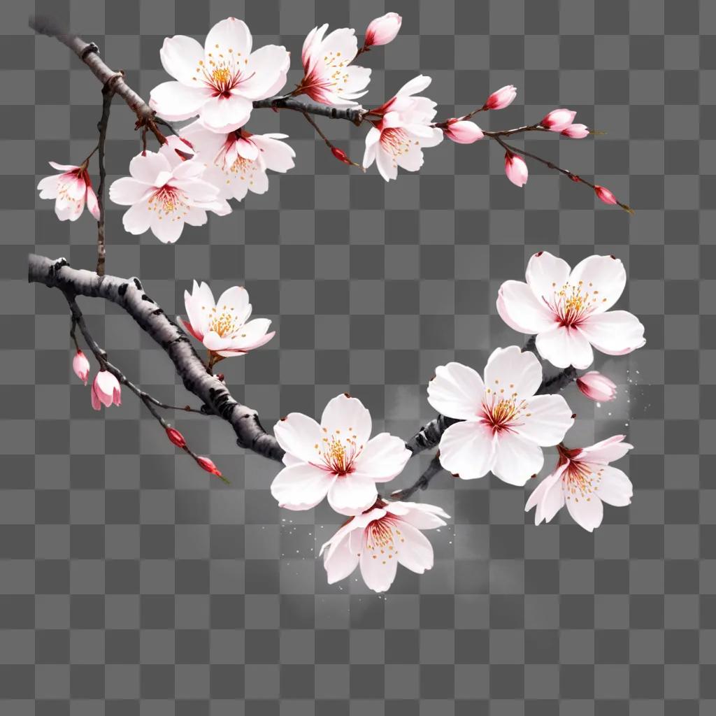 white flower drawing of a cherry blossom