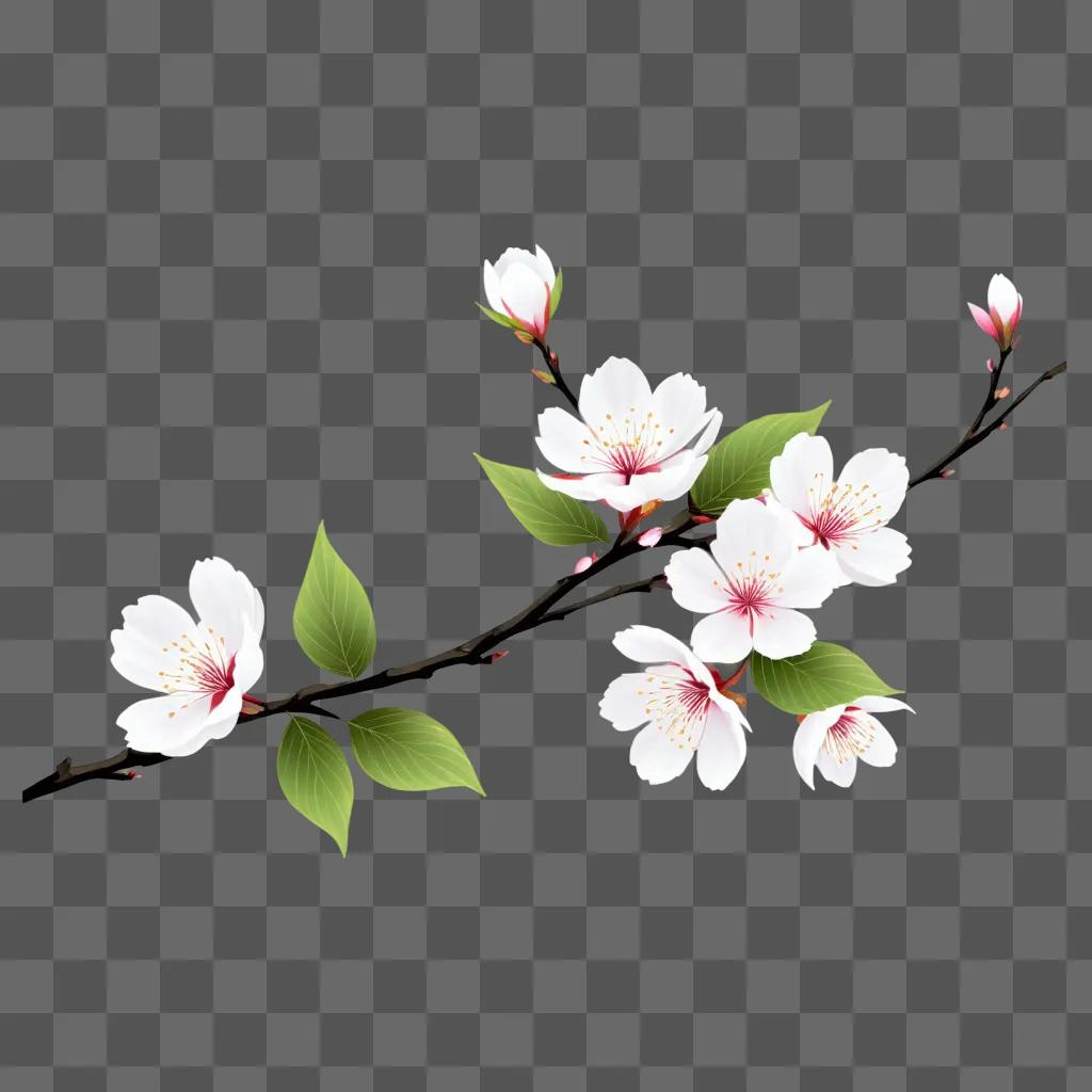 white flower is drawn in the background of a gray background