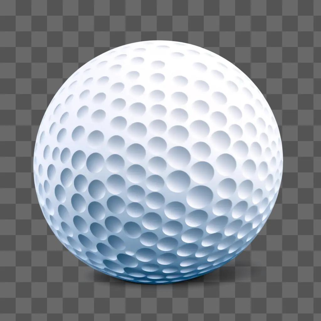 white golf ball with holes on a gray background