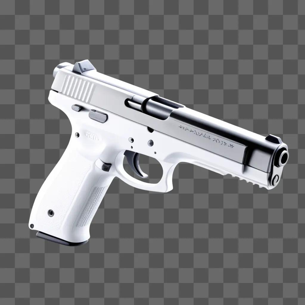 white gun with a silver handle and black grips