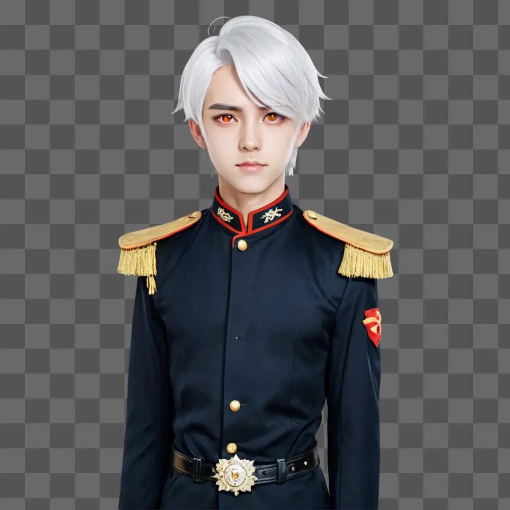 white hair anime boy Chinese cosplayer posing for a picture