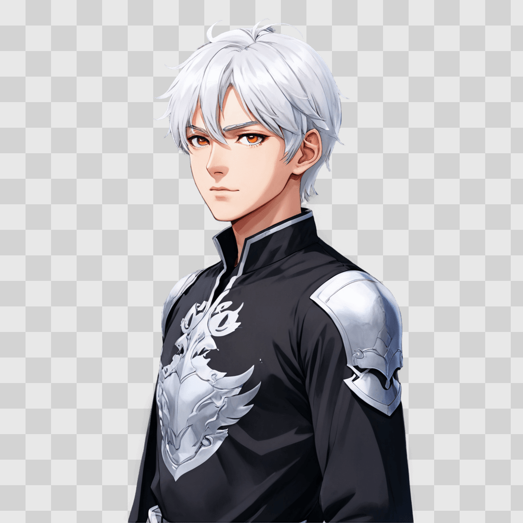 white haired anime boy An anime character with a white beard and gray hair