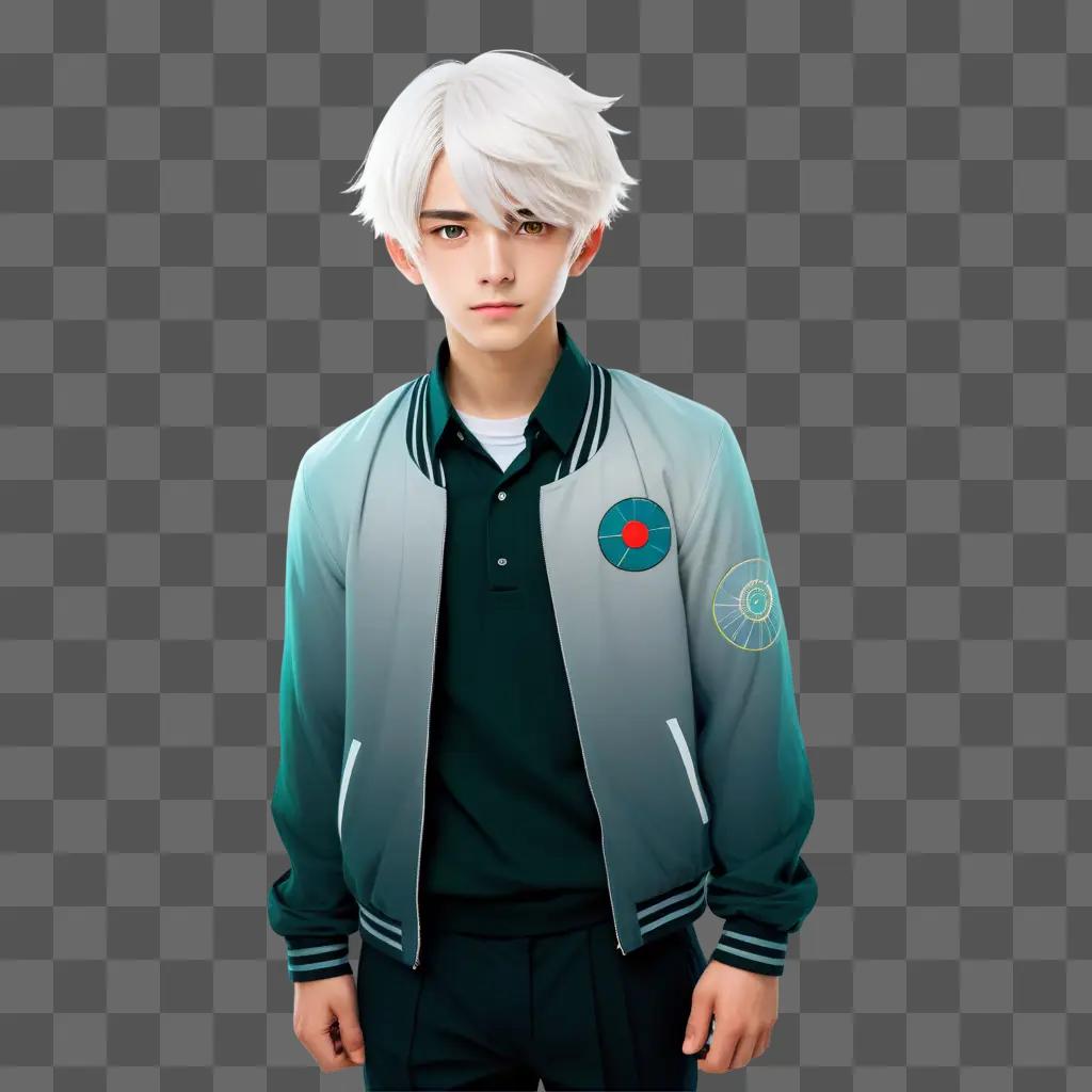 A white-haired anime boy poses for a photo