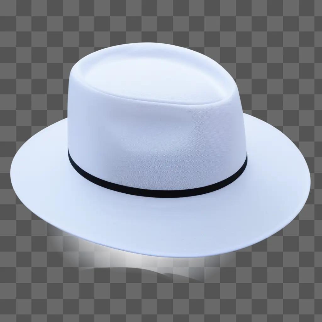 white hat with a black band sits on a white background