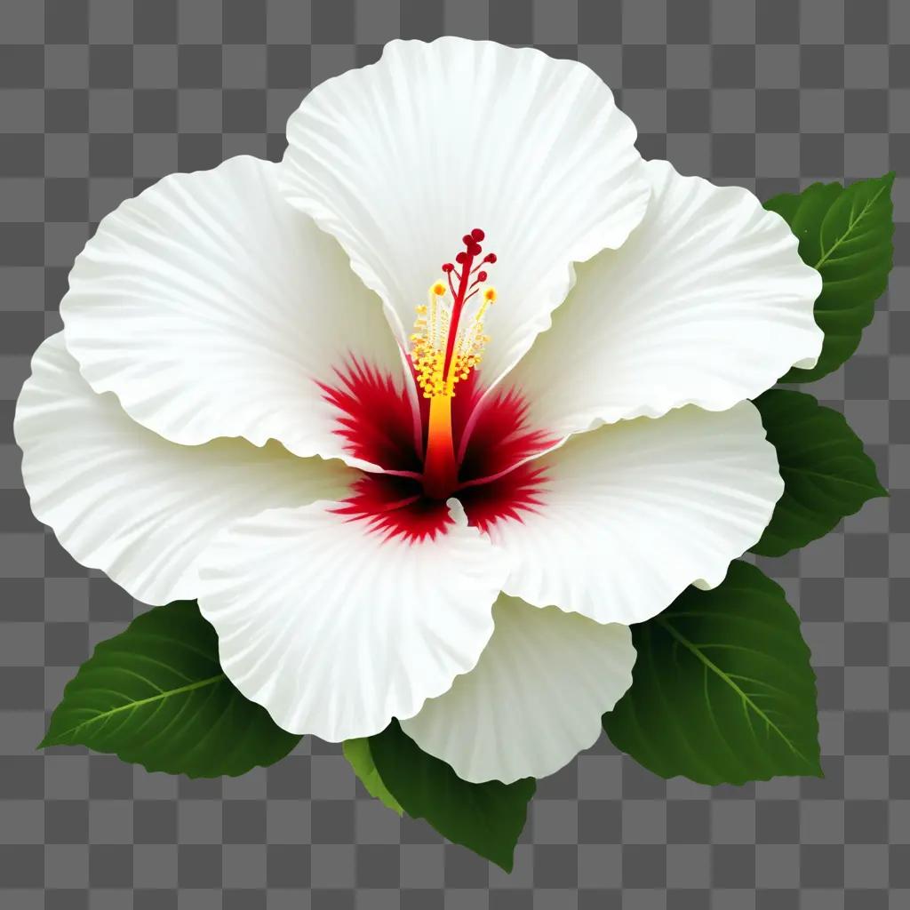 white hibiscus with red center is in the background