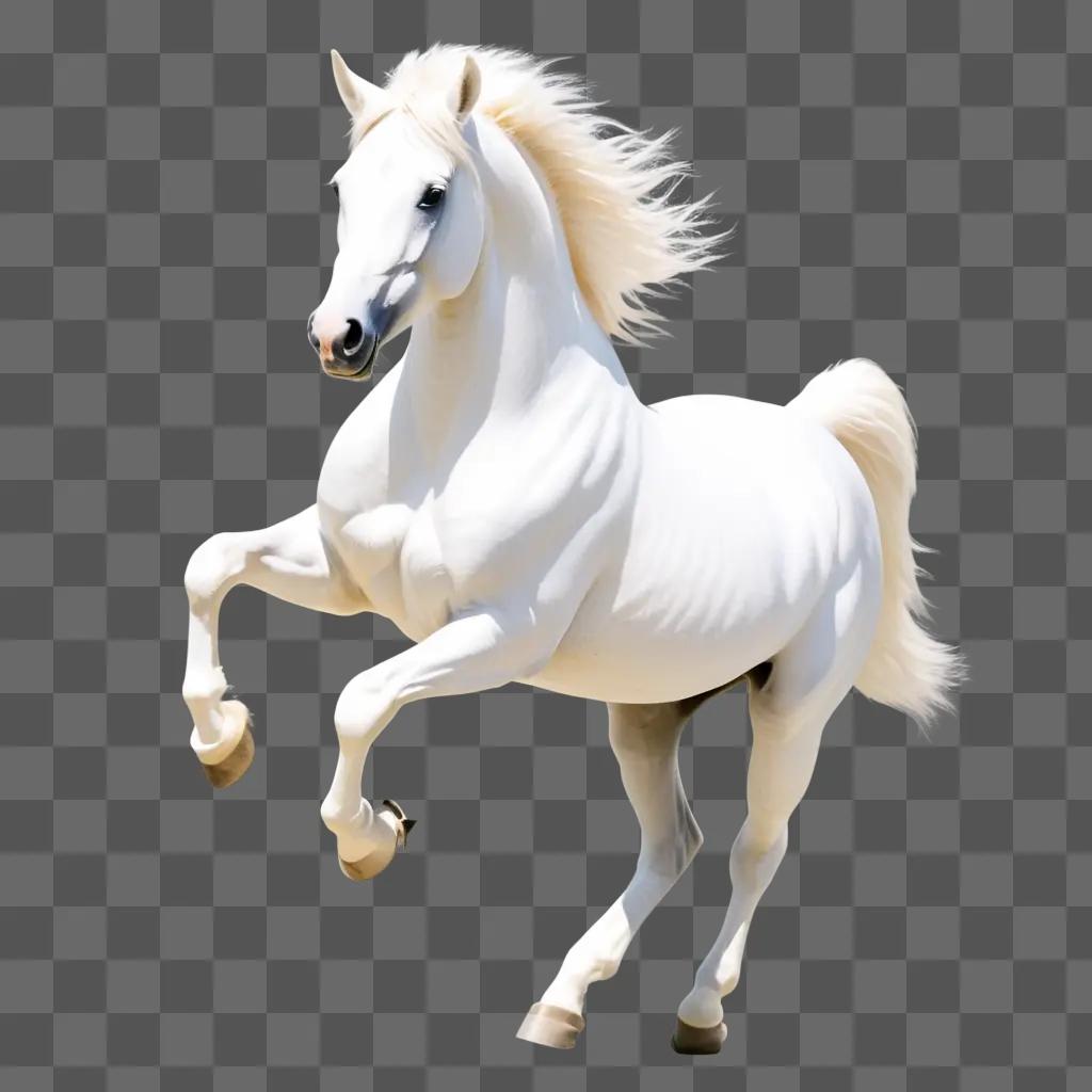 white horse gallops on a plain