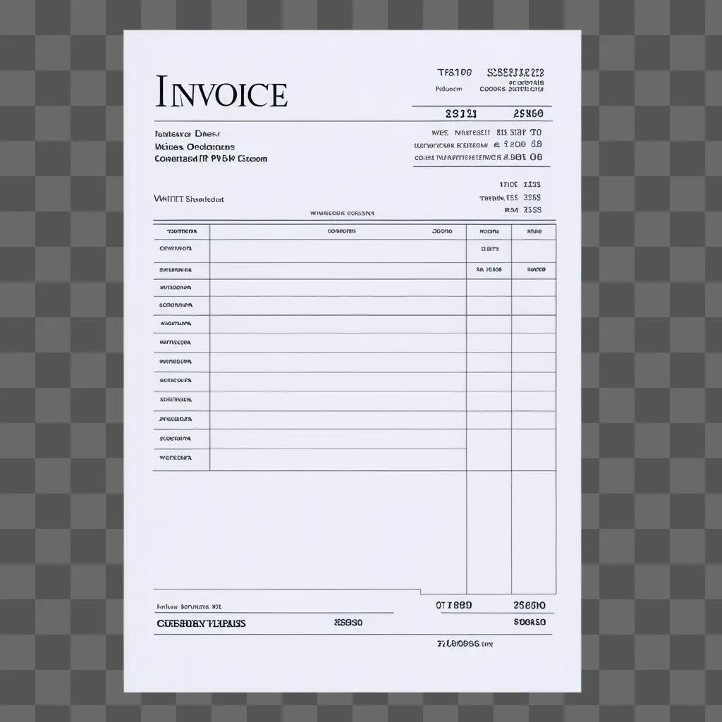 white invoice with black text and numbers