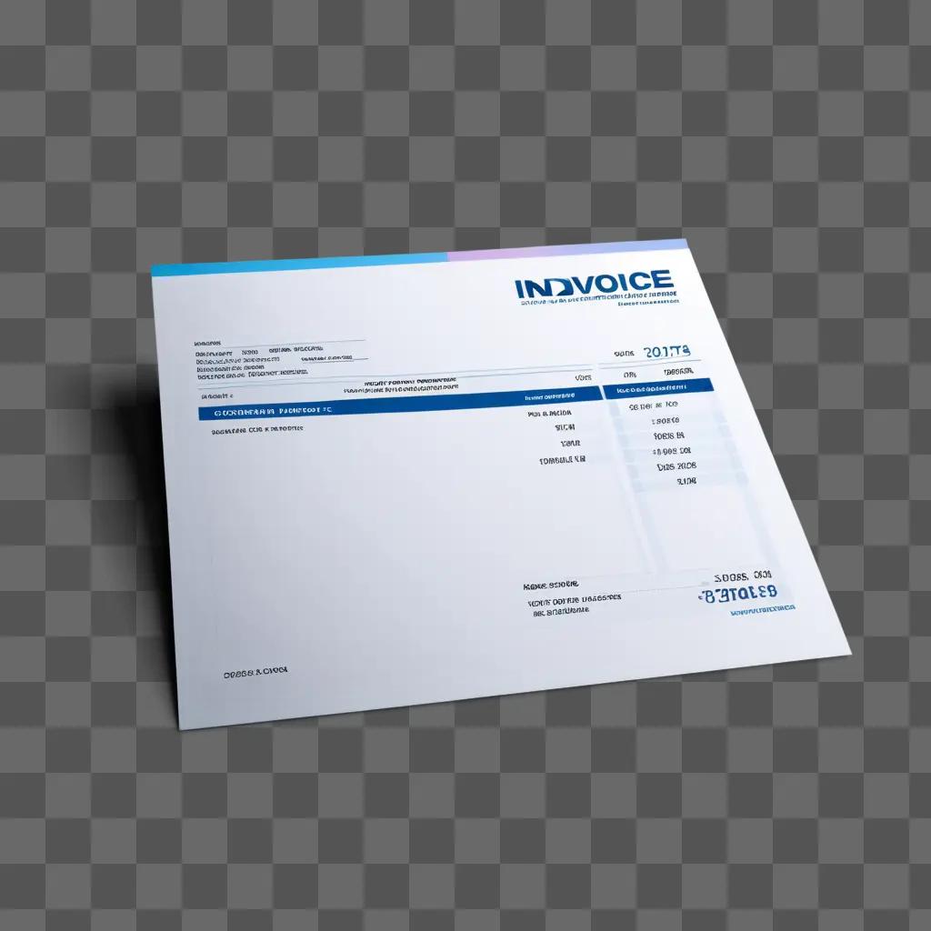 white invoice with blue and black details