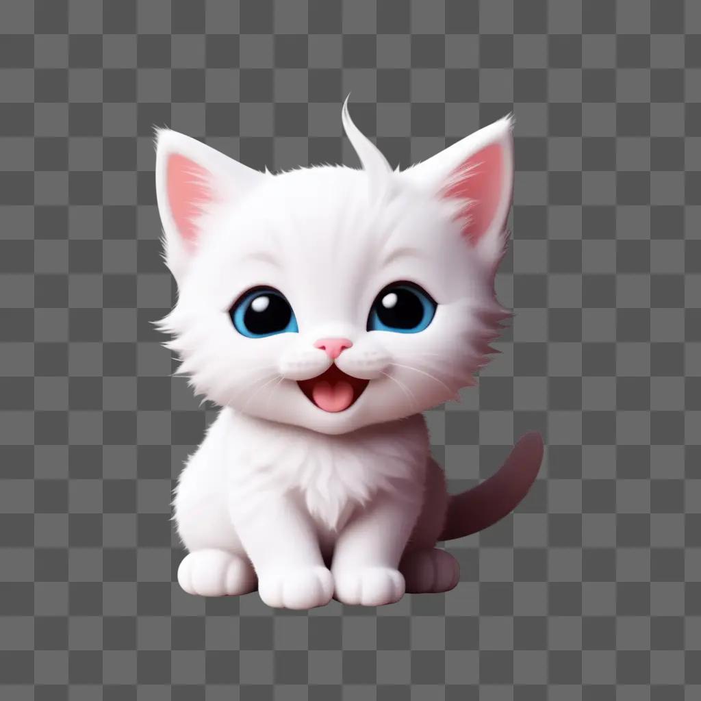 white kitten emoji with big blue eyes and a smiling mouth