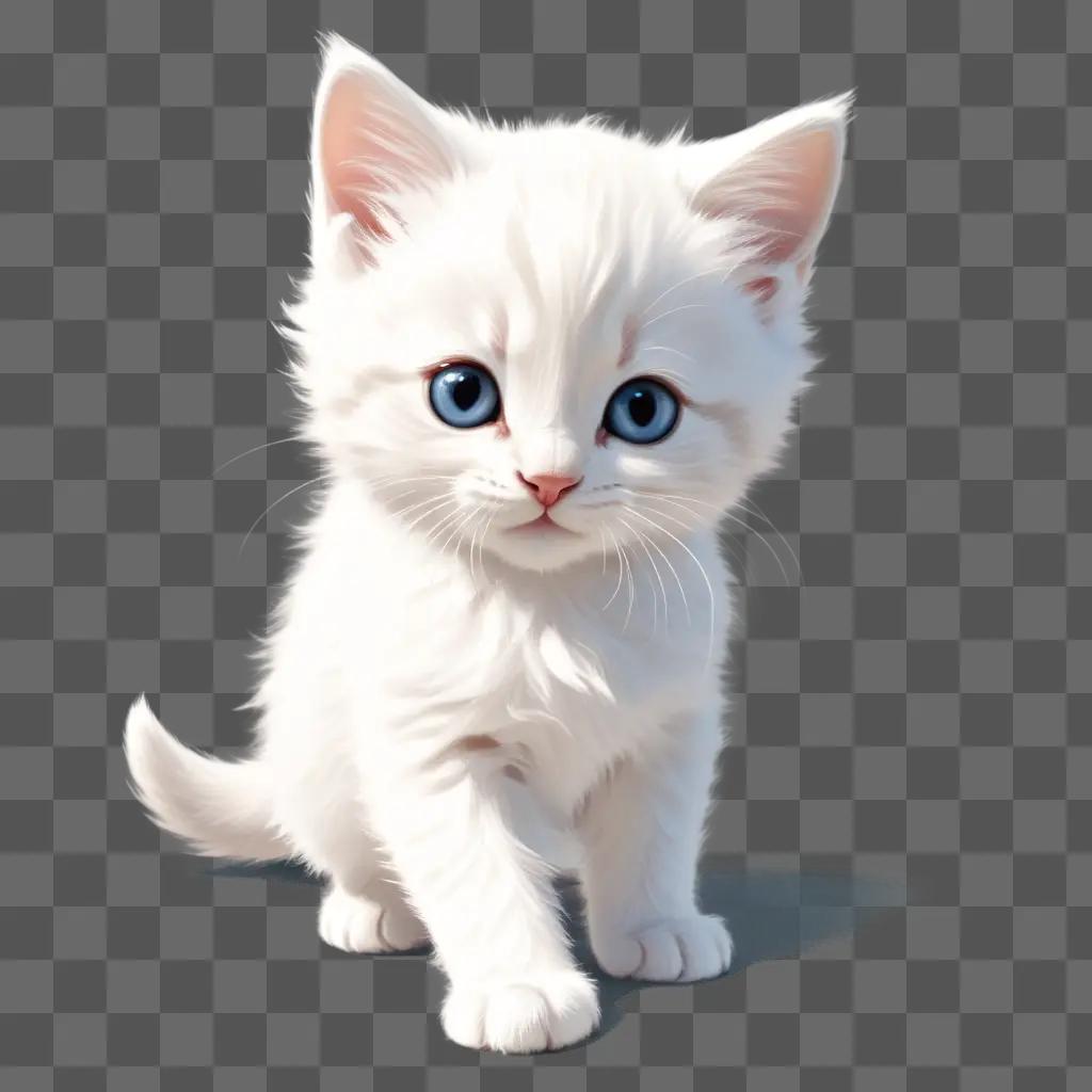 white kitten is the focus of this sketch