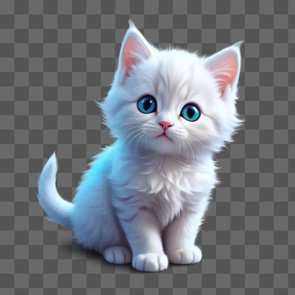 white kitten with blue eyes, looking cute