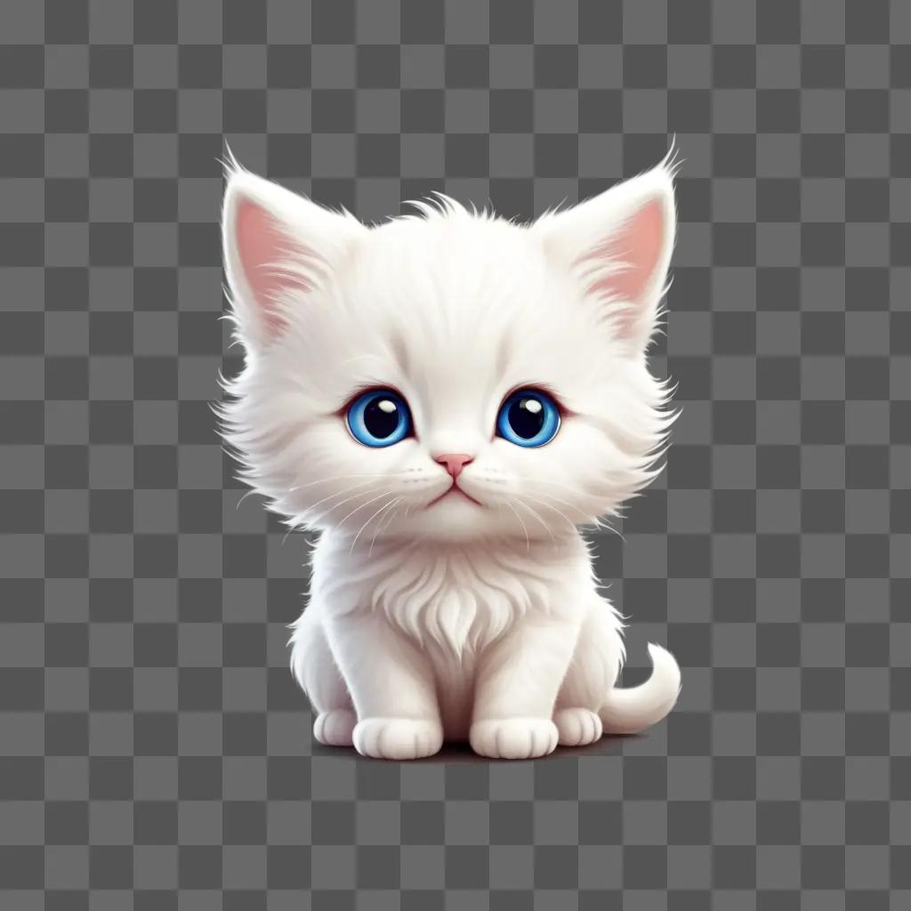 white kitten with blue eyes is beautifully drawn