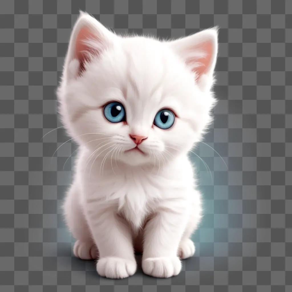 white kitten with blue eyes is illustrated