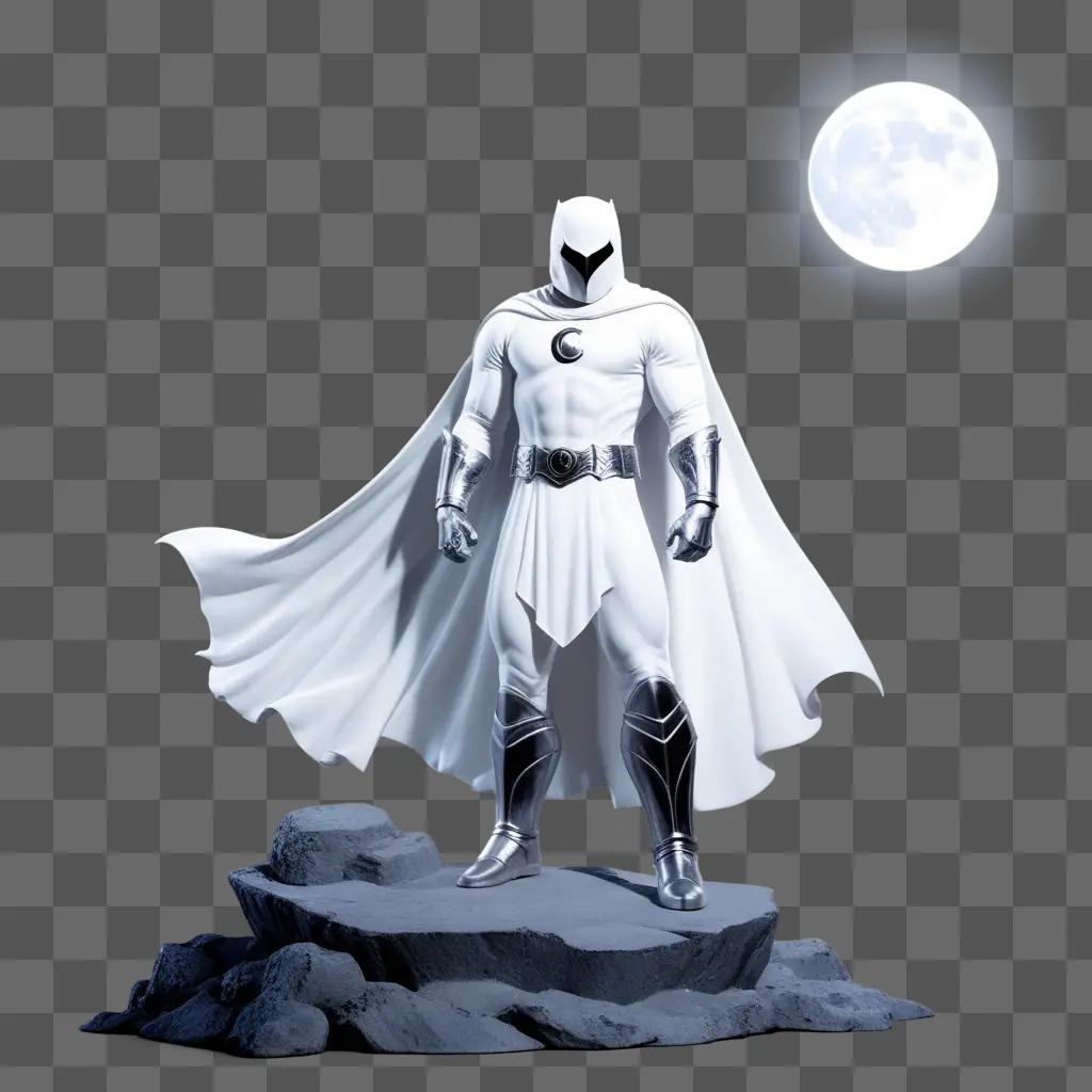 white knight standing on a rock near the moon