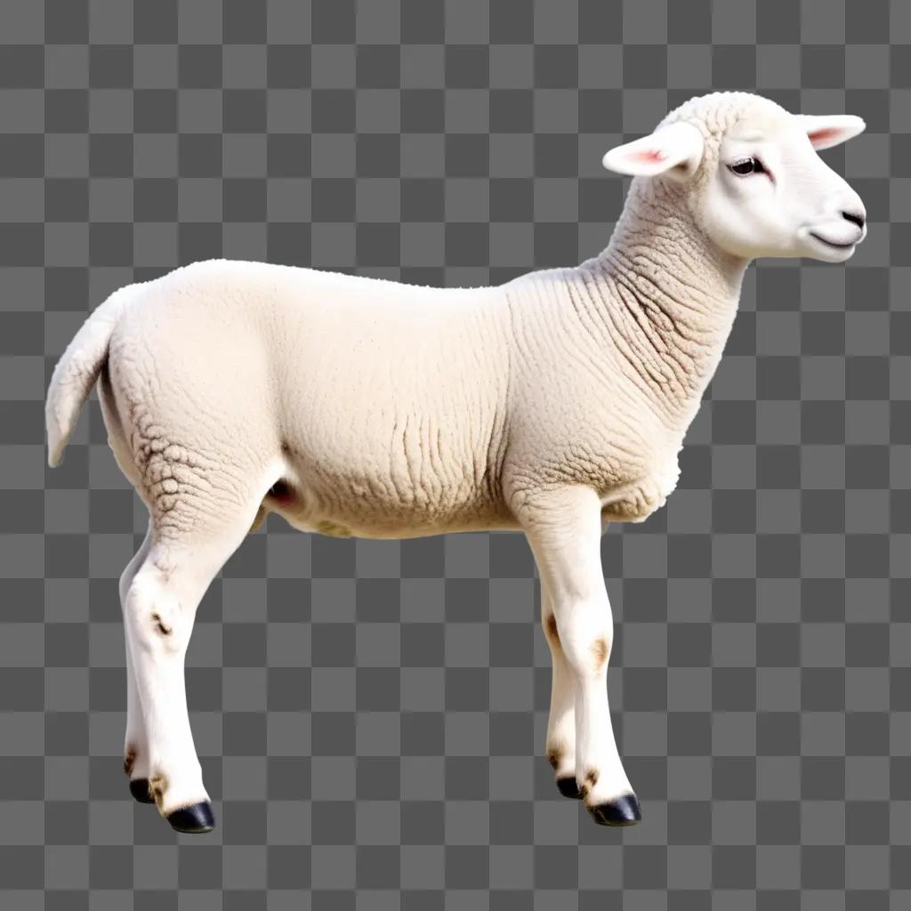 white lamb standing against a white background