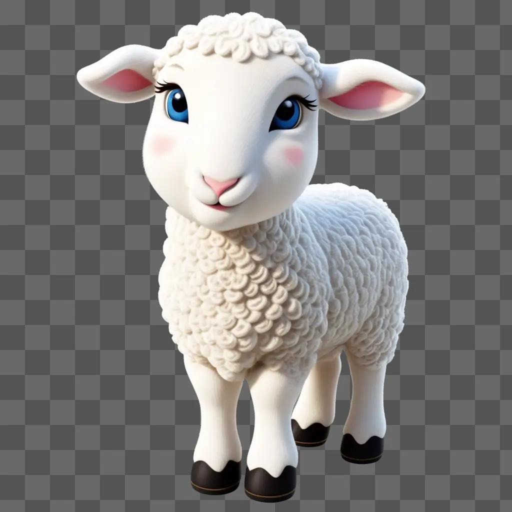 white lamb with blue eyes and black hooves