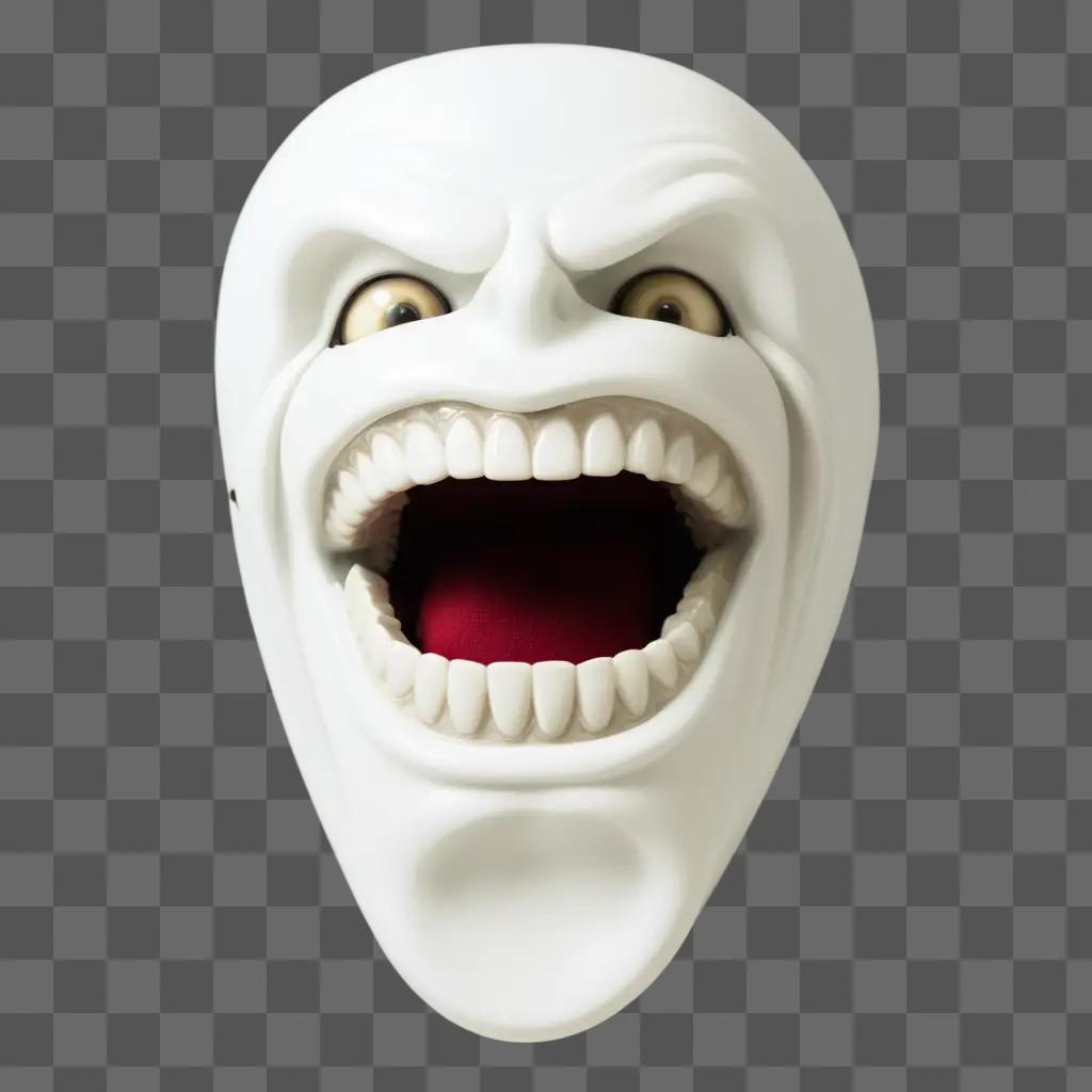 white mask with a wide open mouth