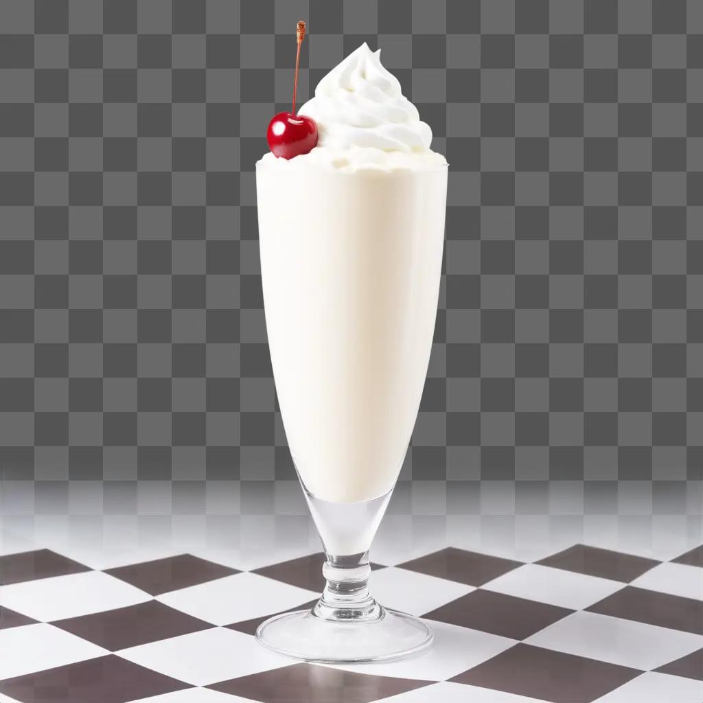 white milkshake with a cherry on top