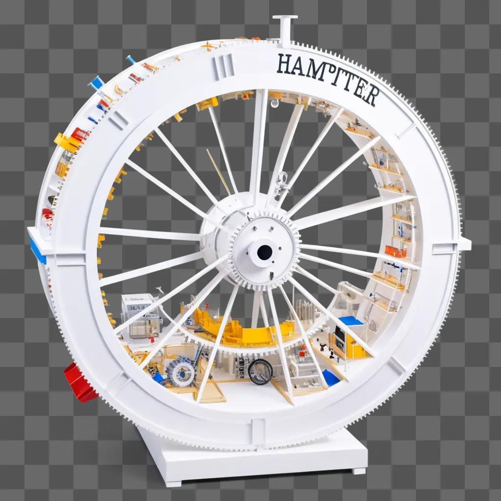 white model of a hamster wheel with a logo