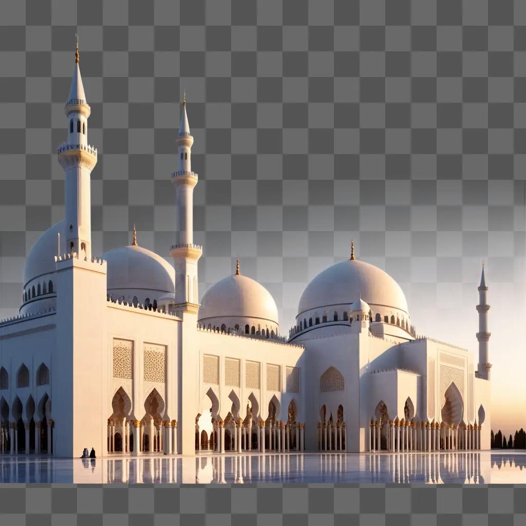 white mosque with a dome and minarets