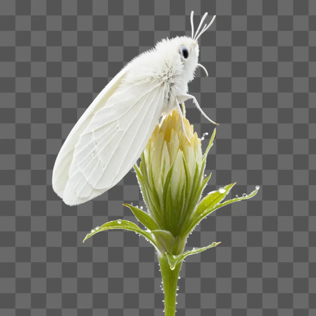 white moth on a green flower