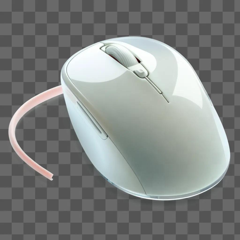 white mouse with a red cord and a transparent surface