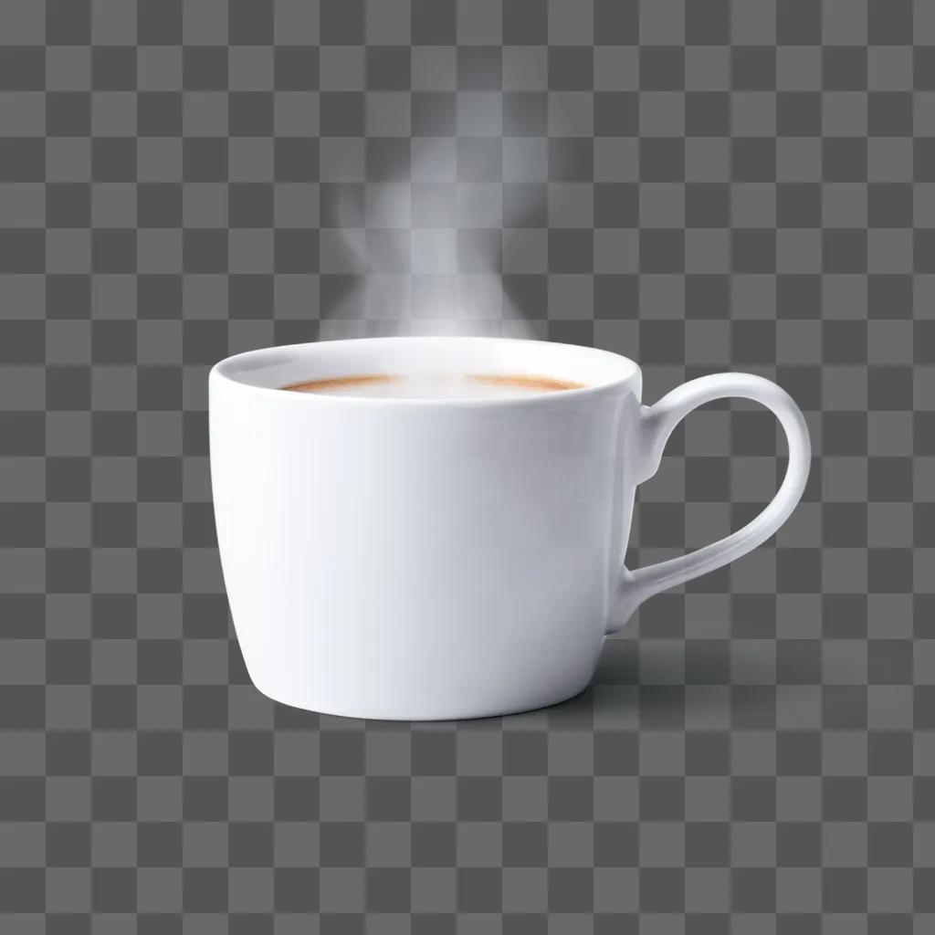 white mug with a cup of coffee and steam