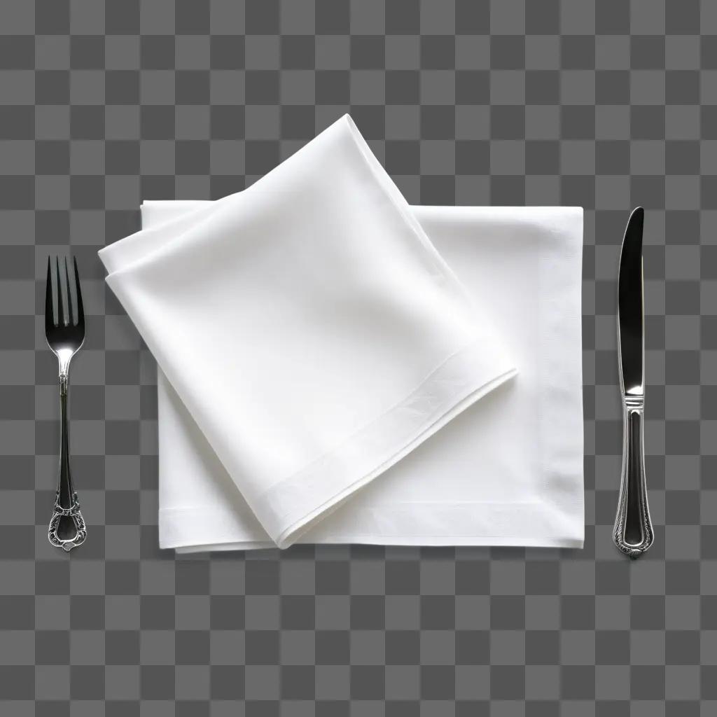 white napkin sits on a gray table