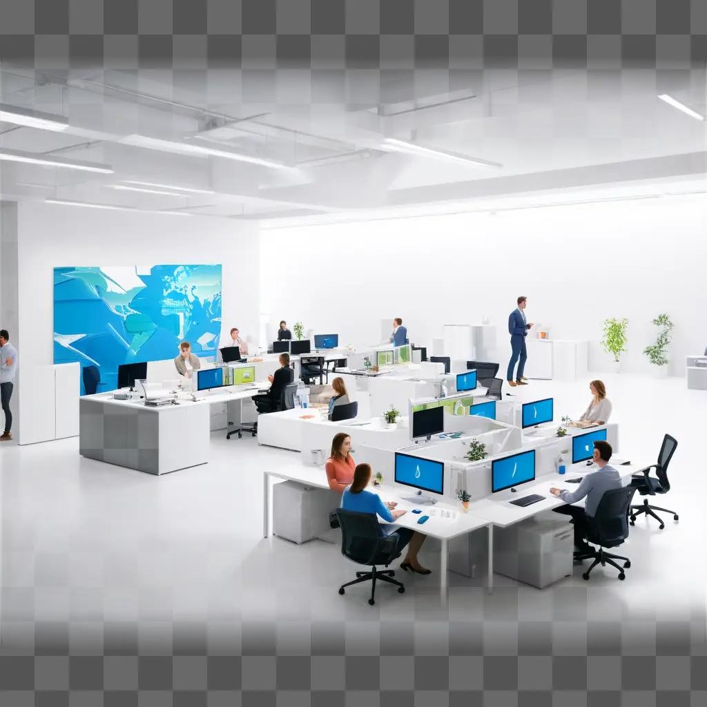 white office with people sitting at desks