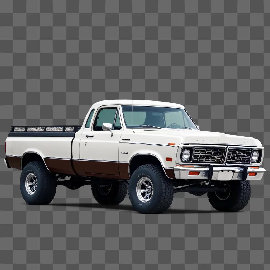 white pickup truck with black trim on a gray background