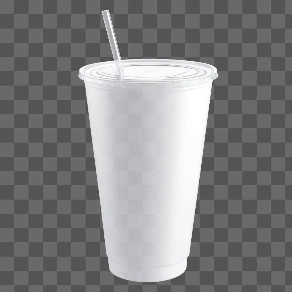 white plastic cup with a straw in it