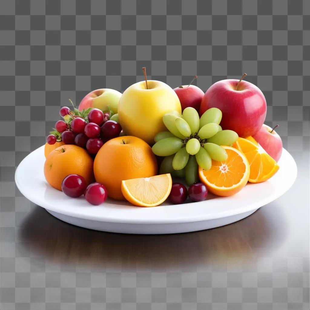 white plate full of colorful fruit