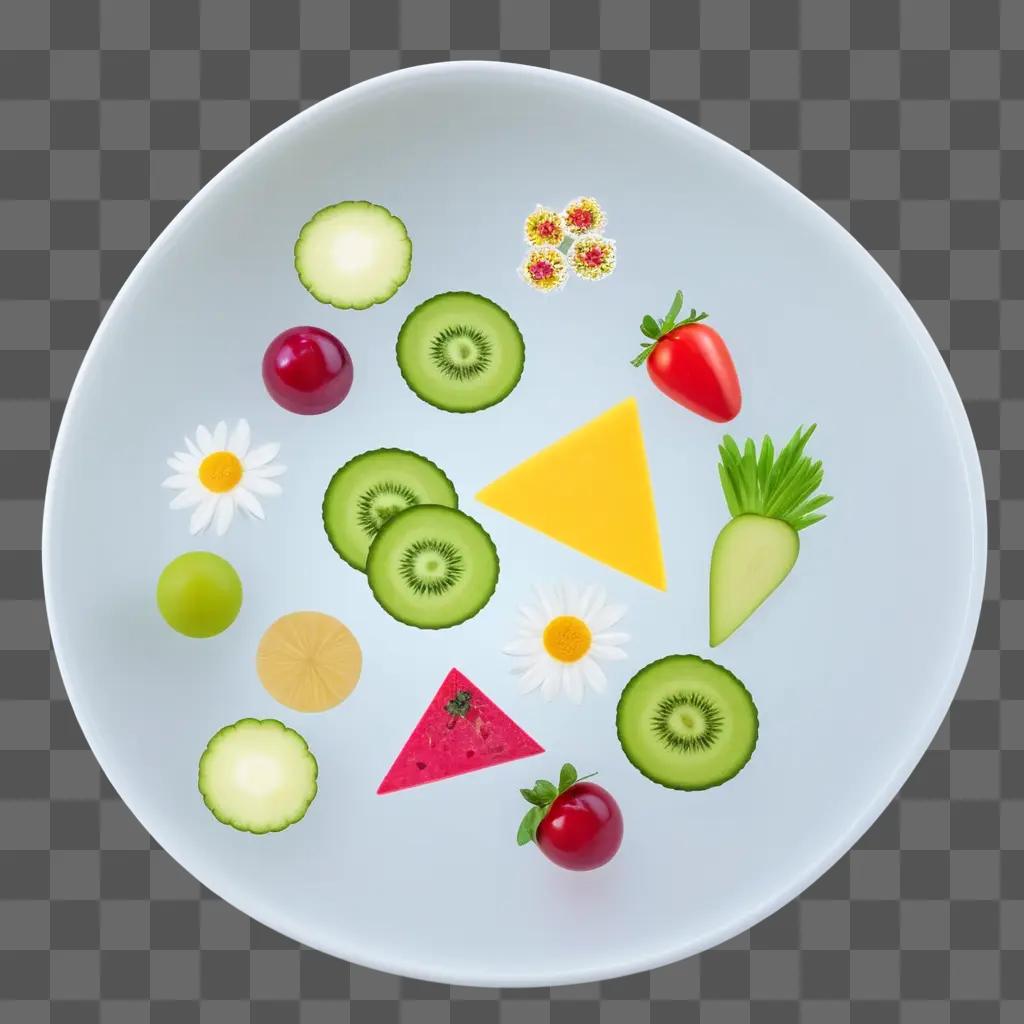 white plate with various fruits and vegetables