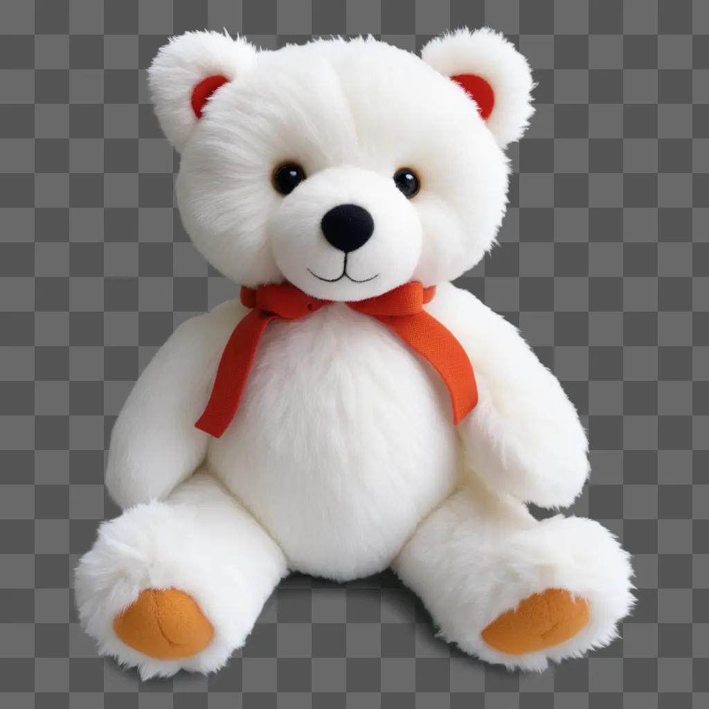 white plush bear with a red bow