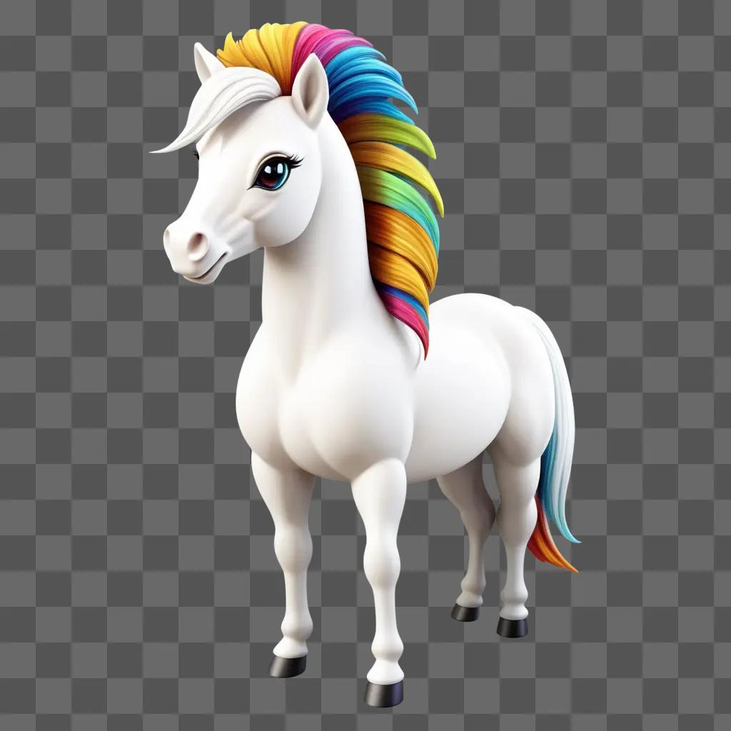 white pony has a rainbow-colored tail