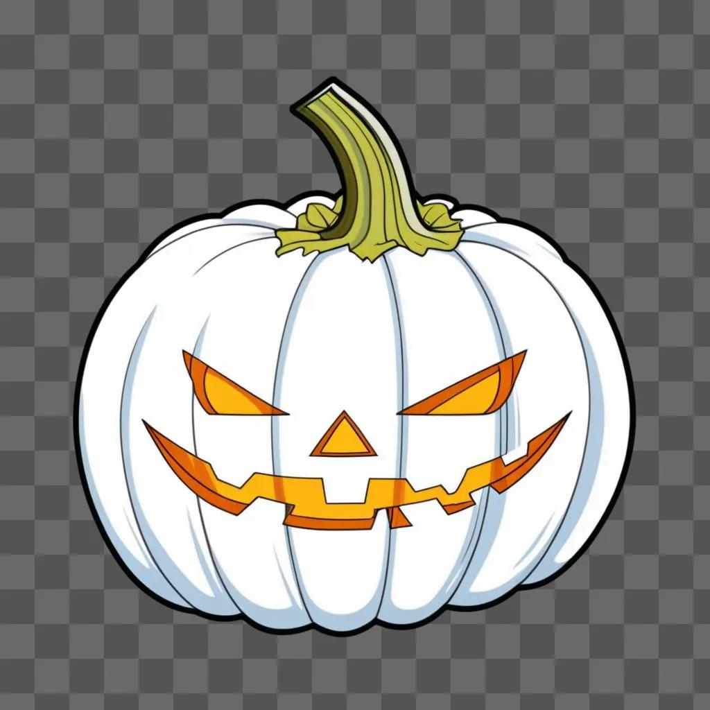 white pumpkin with a smiling face