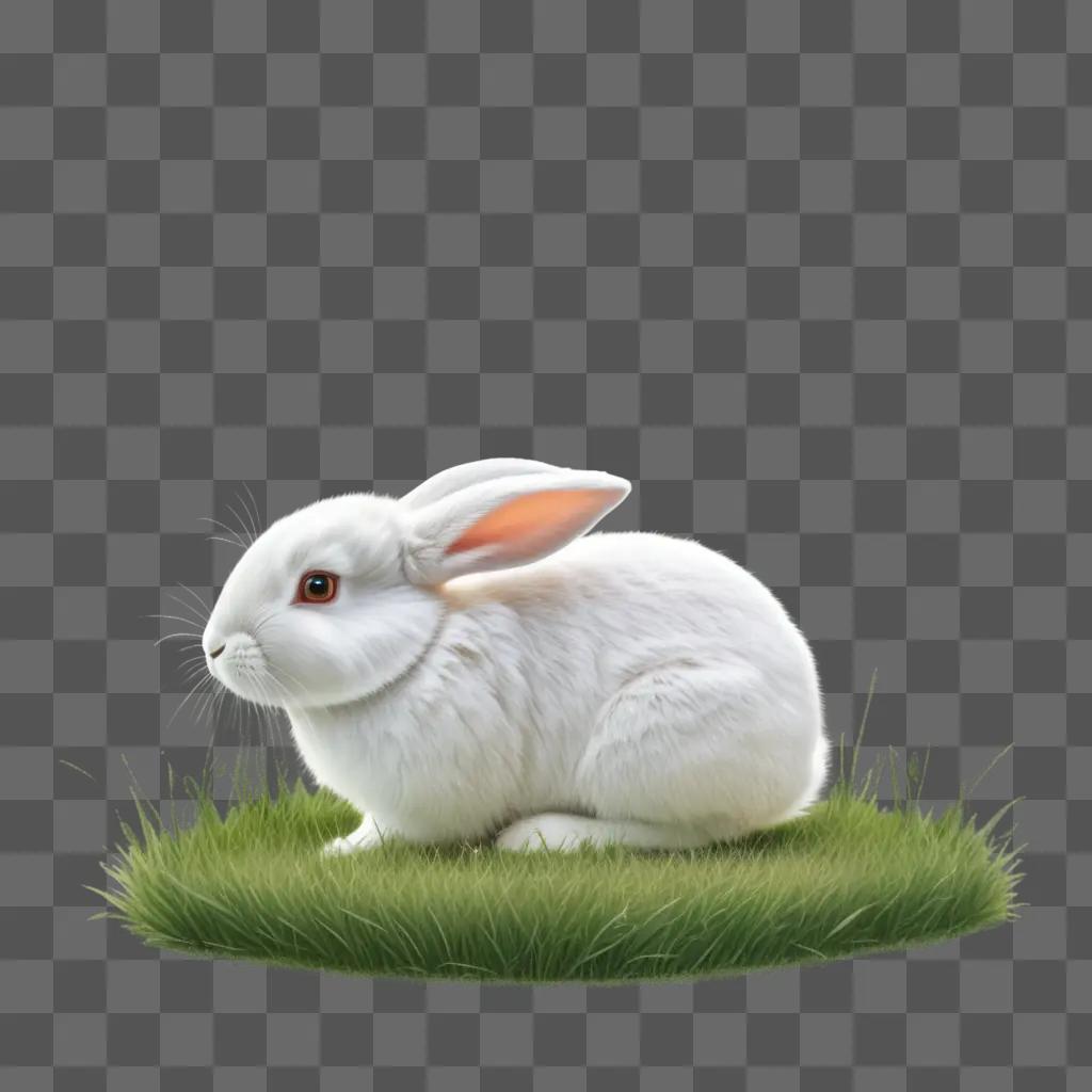 草原に絵を描く白ウサギ