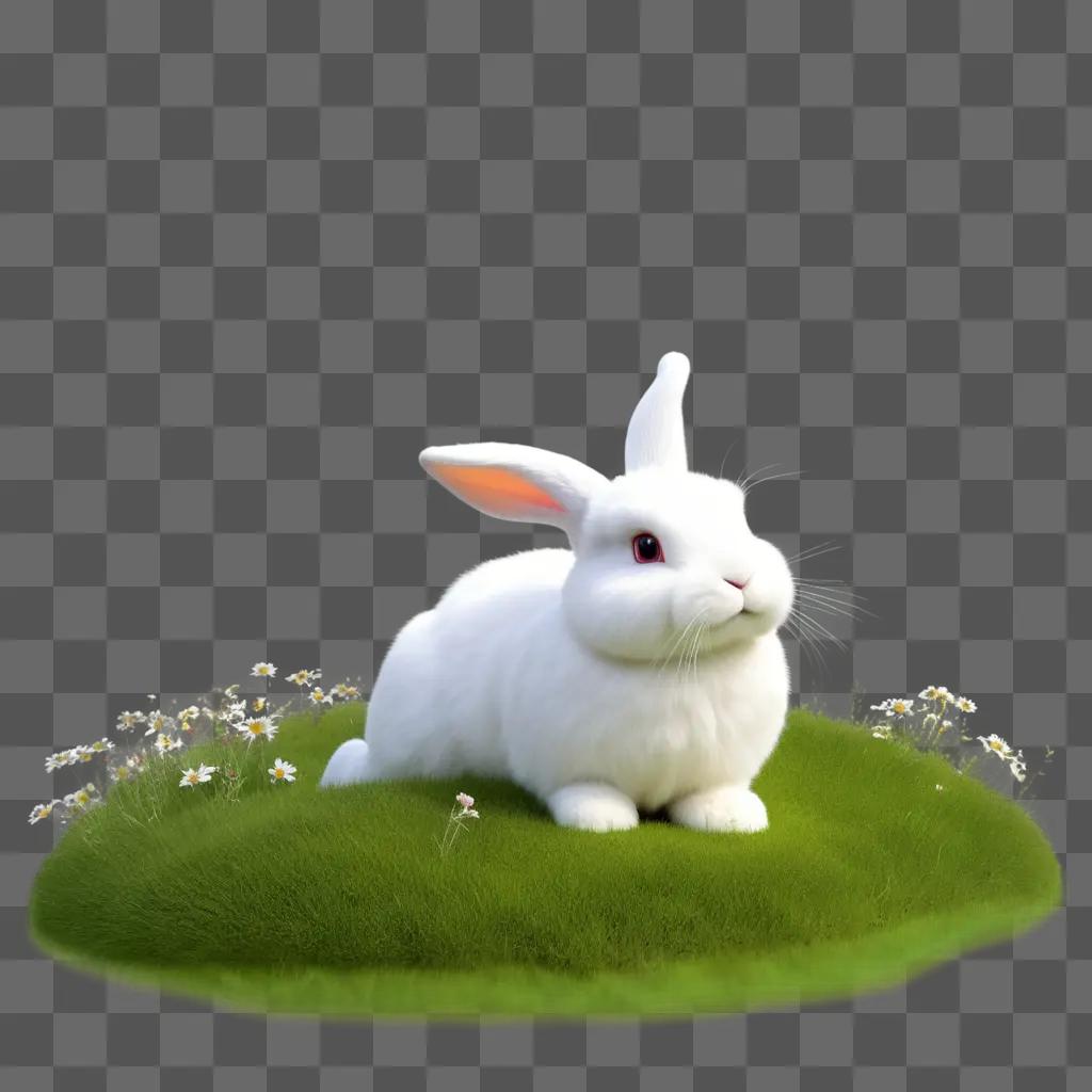 緑の背景に白いウサギが描く