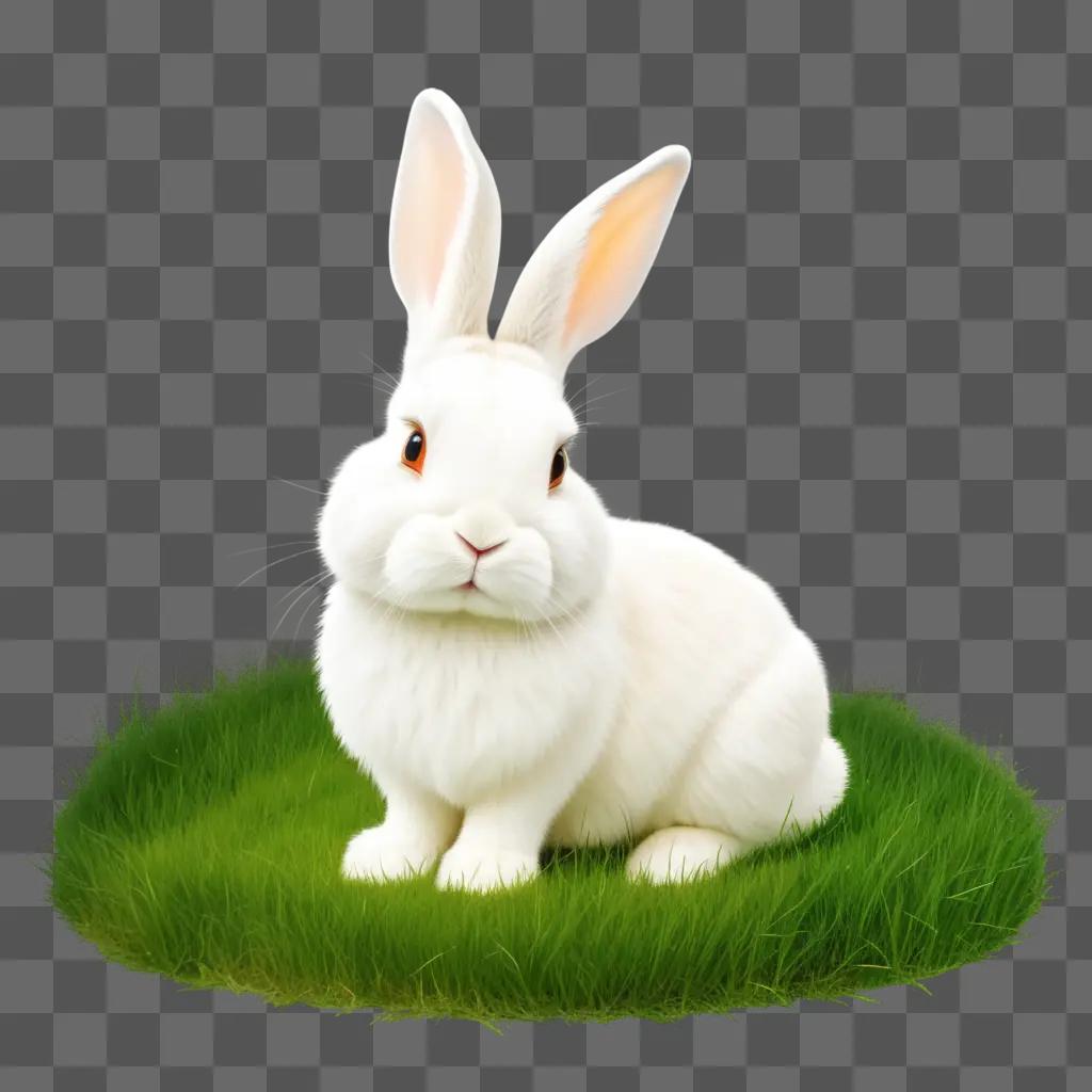 white rabbit drawing sits on a green field